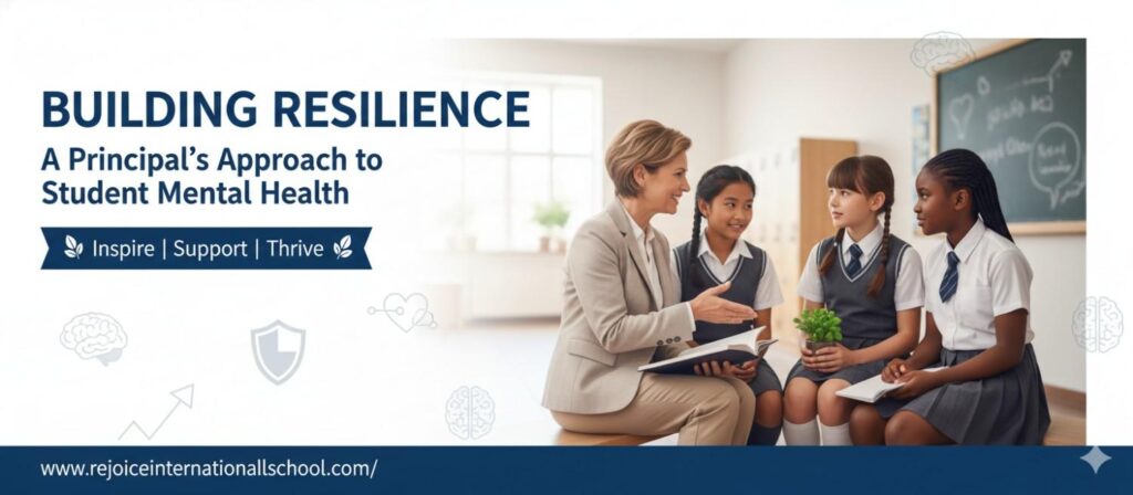 Teacher counseling schoolgirls in a classroom, illustrating building resilience and a principal’s approach to supporting student mental health in school.
