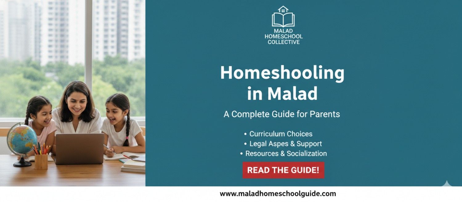 Mother teaching two children at home using a laptop, illustrating homeschooling in Malad with a focus on curriculum choices, legal support, and learning resources for parents.