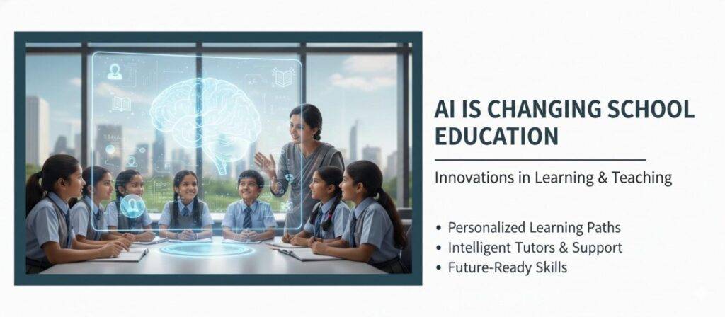 Students learning with AI in a classroom.