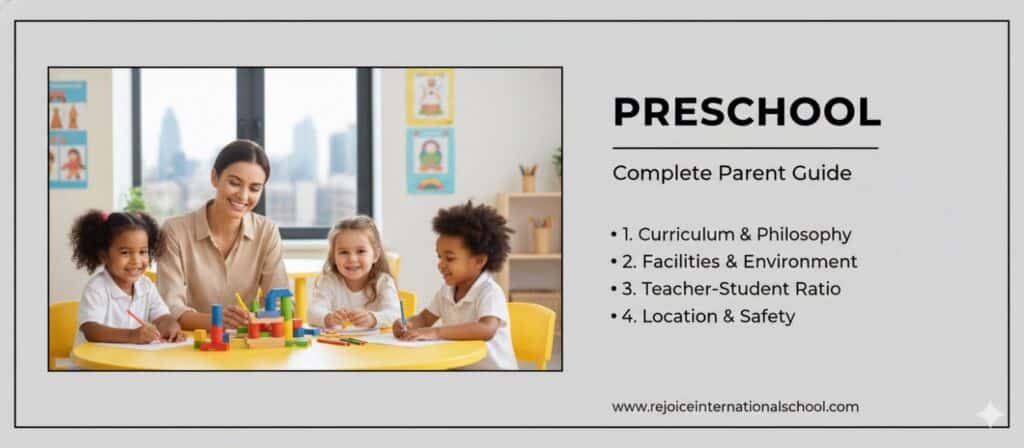 Teacher with preschool children learning and playing in a classroom.