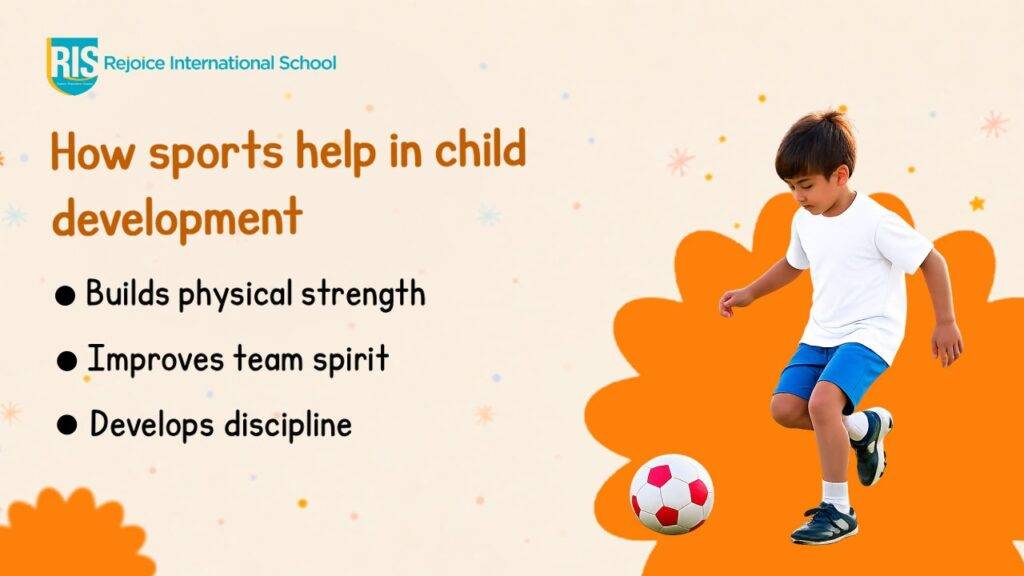 Child playing football for healthy growth and development.